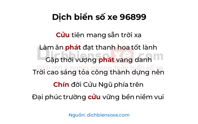 Dịch thơ biển số 96899