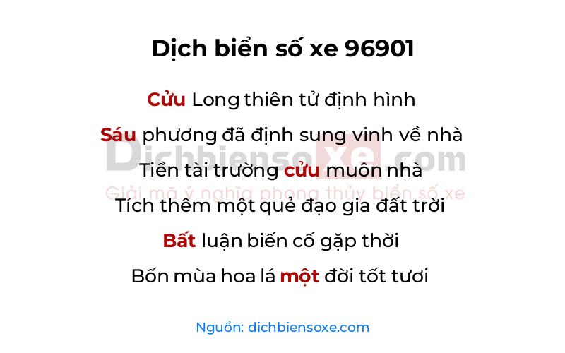 Dịch thơ biển số 96901