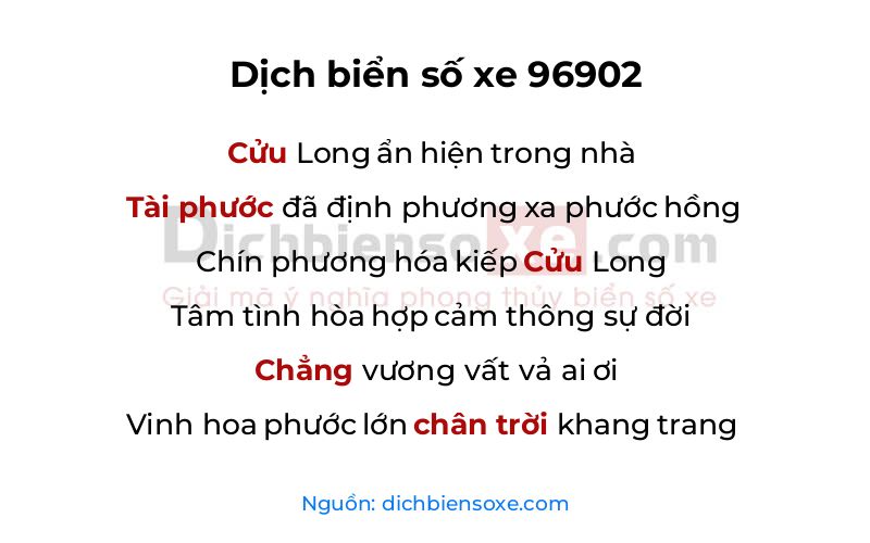 Dịch thơ biển số 96902