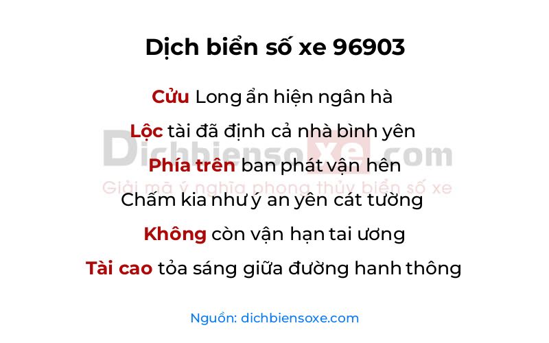 Dịch thơ biển số 96903