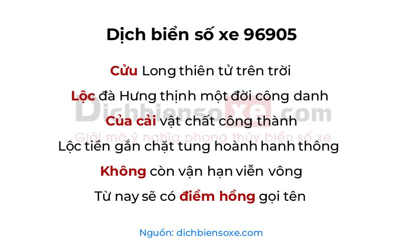 Dịch thơ biển số 96905