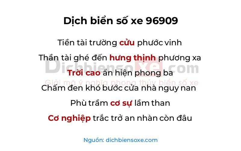 Dịch thơ biển số 96909