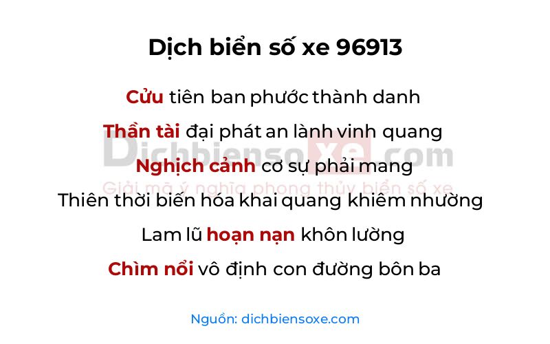 Dịch thơ biển số 96913