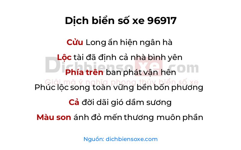 Dịch thơ biển số 96917