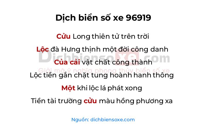 Dịch thơ biển số 96919