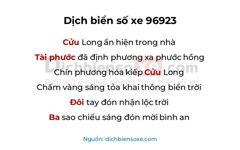 Dịch thơ biển số 96923