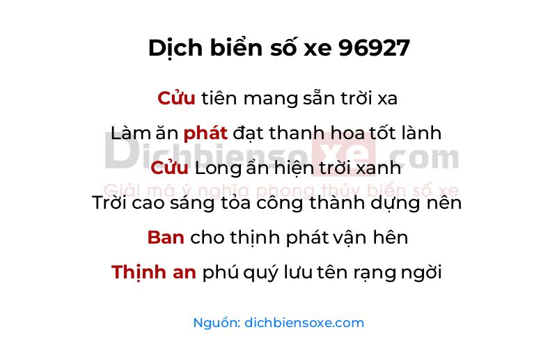 Dịch thơ biển số 96927
