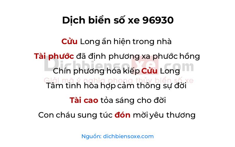 Dịch thơ biển số 96930