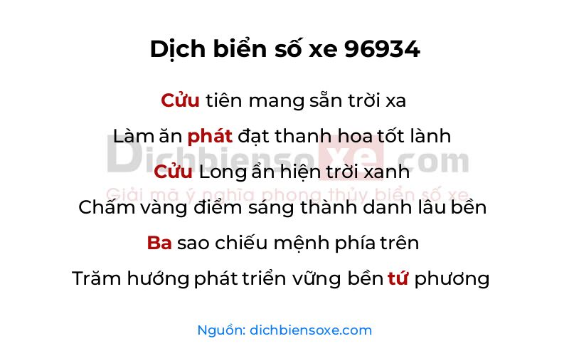 Dịch thơ biển số 96934