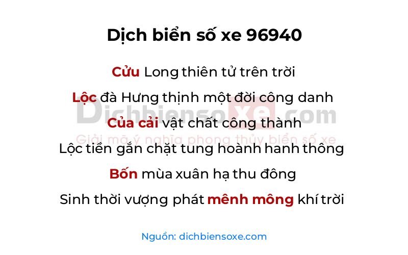 Dịch thơ biển số 96940