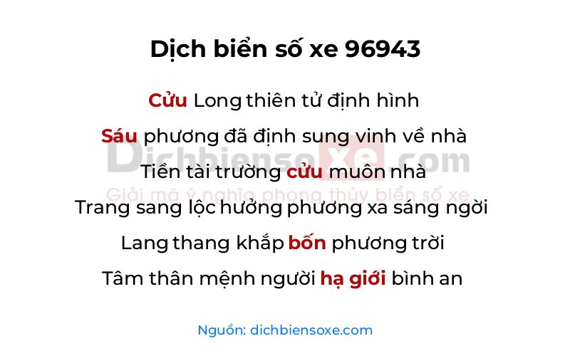 Dịch thơ biển số 96943