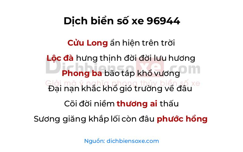 Dịch thơ biển số 96944