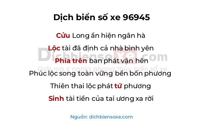 Dịch thơ biển số 96945
