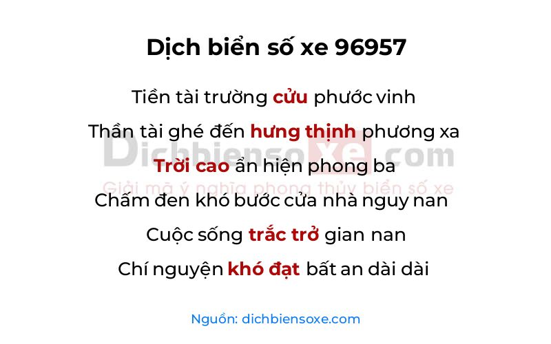 Dịch thơ biển số 96957