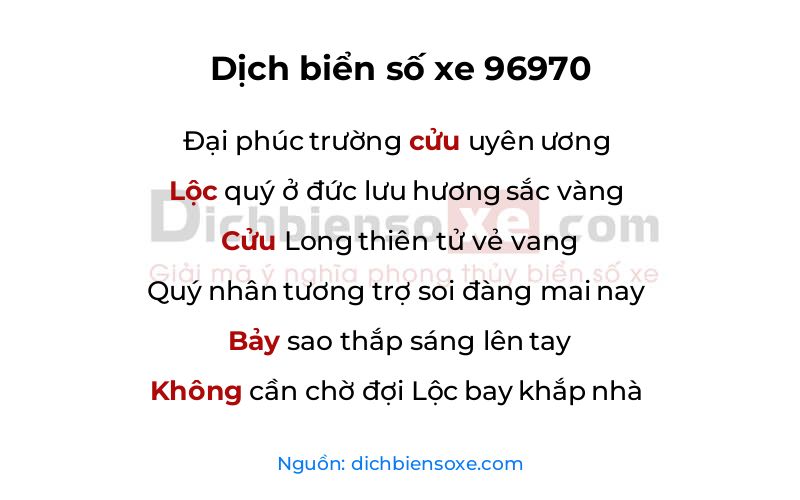 Dịch thơ biển số 96970