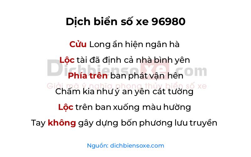 Dịch thơ biển số 96980