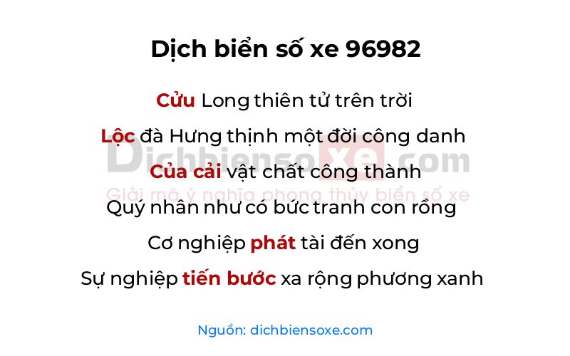 Dịch thơ biển số 96982