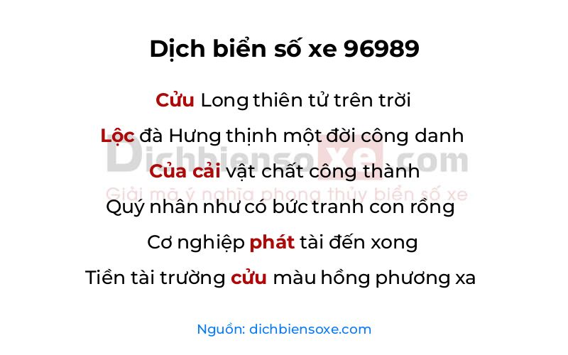 Dịch thơ biển số 96989