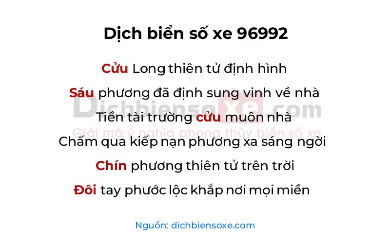 Dịch thơ biển số 96992
