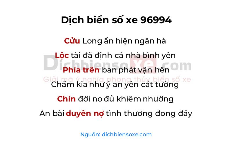 Dịch thơ biển số 96994