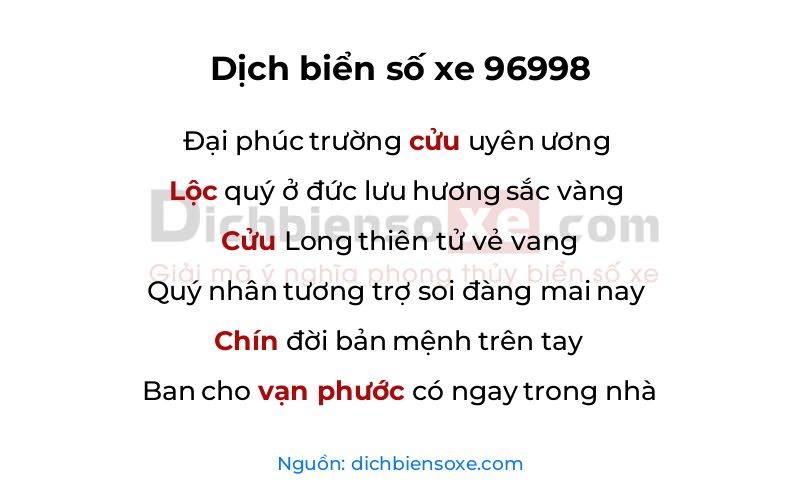 Dịch thơ biển số 96998