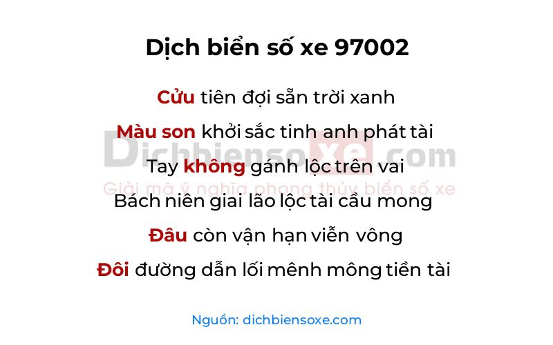 Dịch thơ biển số 97002