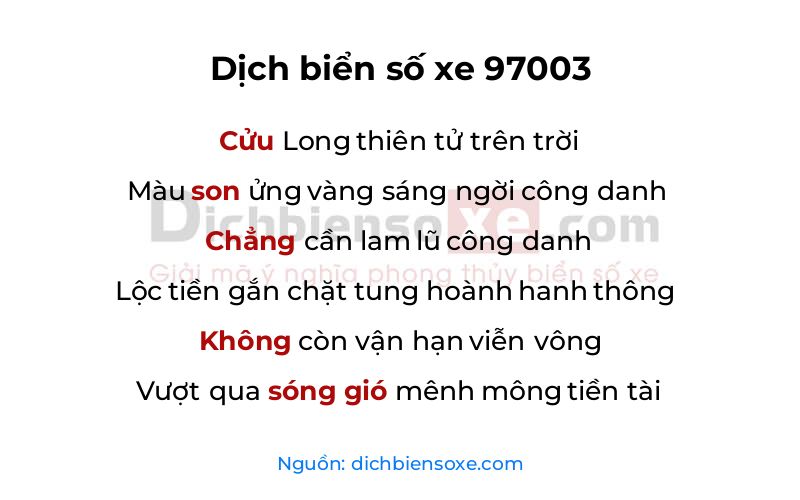 Dịch thơ biển số 97003