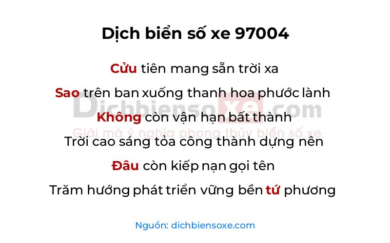 Dịch thơ biển số 97004