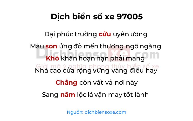 Dịch thơ biển số 97005
