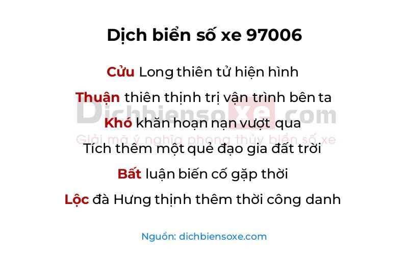 Dịch thơ biển số 97006