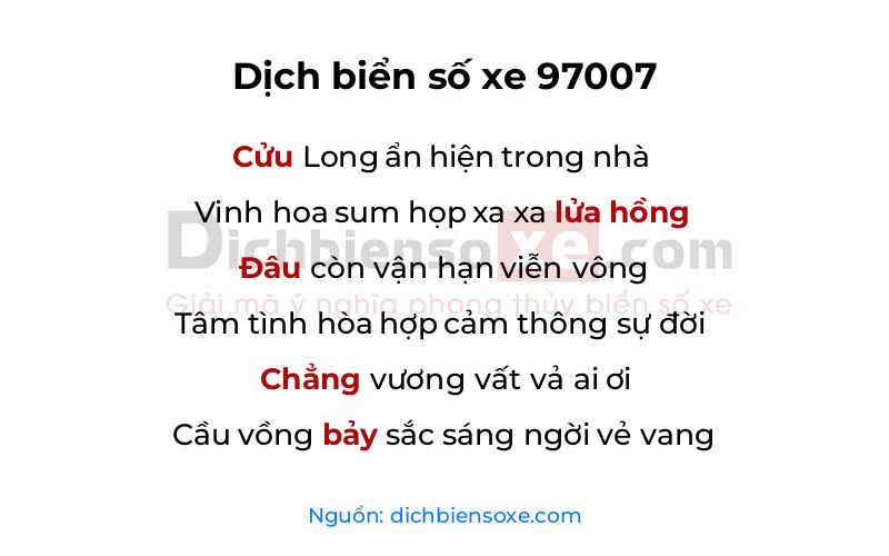 Dịch thơ biển số 97007