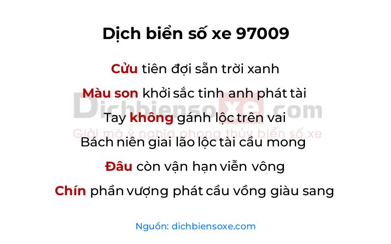 Dịch thơ biển số 97009