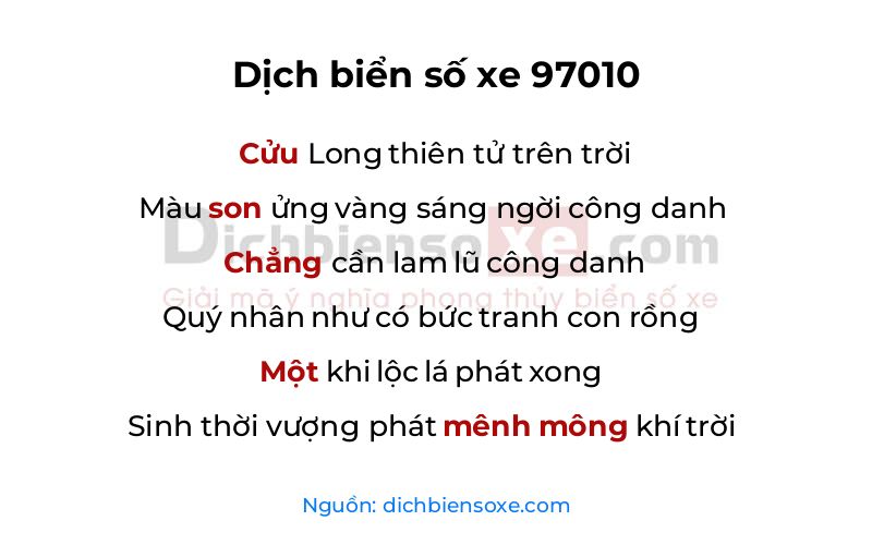 Dịch thơ biển số 97010