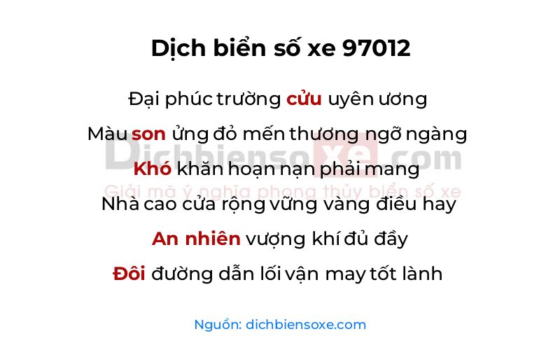 Dịch thơ biển số 97012