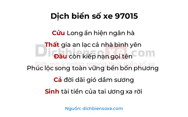 Dịch thơ biển số 97015