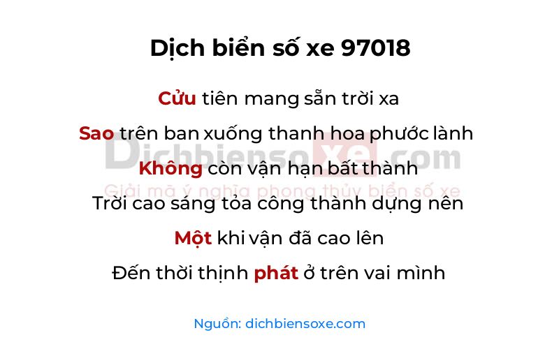 Dịch thơ biển số 97018