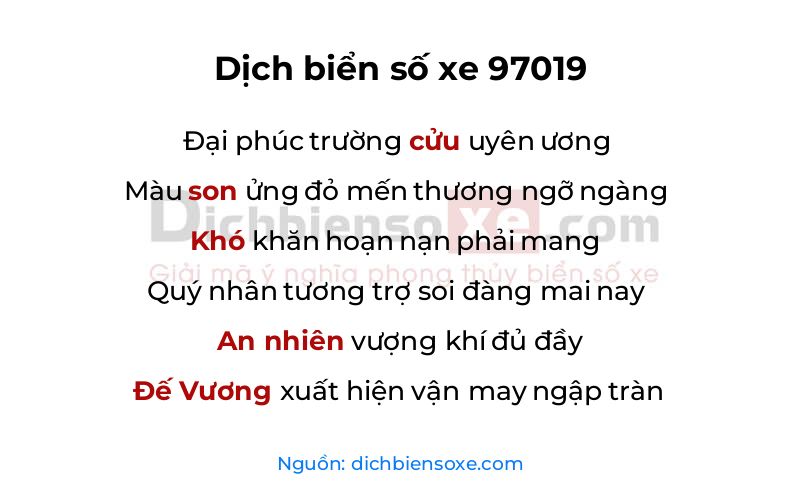 Dịch thơ biển số 97019