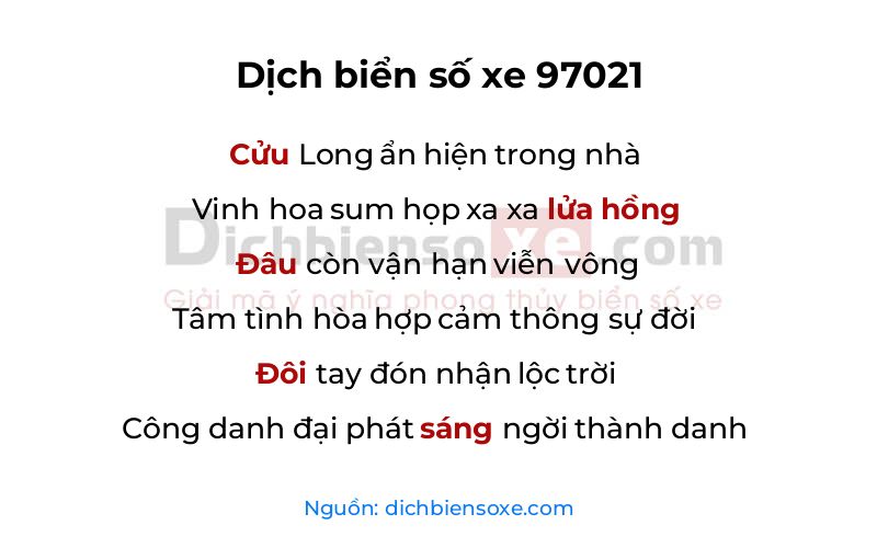 Dịch thơ biển số 97021