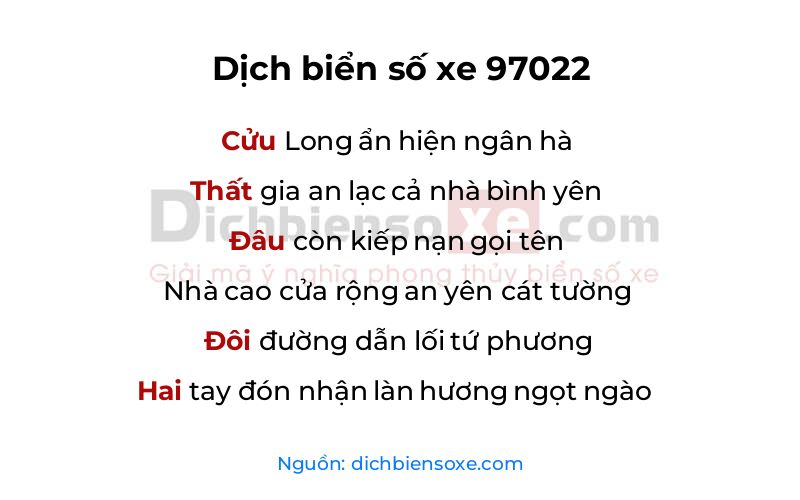 Dịch thơ biển số 97022