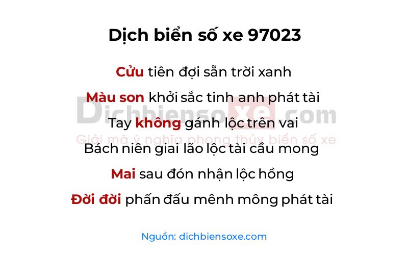 Dịch thơ biển số 97023