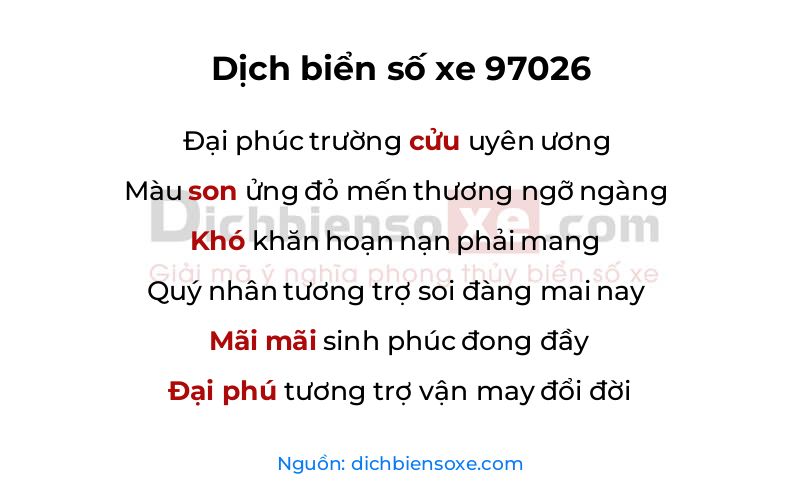 Dịch thơ biển số 97026