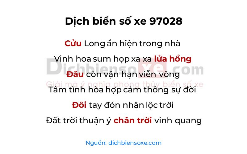 Dịch thơ biển số 97028