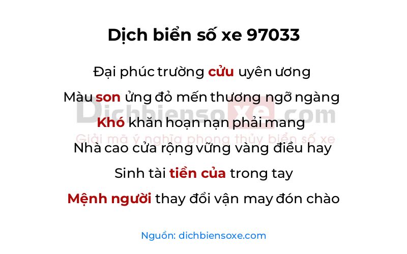Dịch thơ biển số 97033