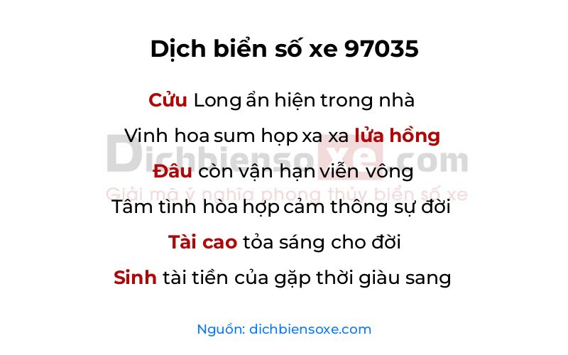 Dịch thơ biển số 97035
