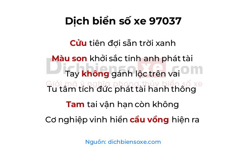 Dịch thơ biển số 97037