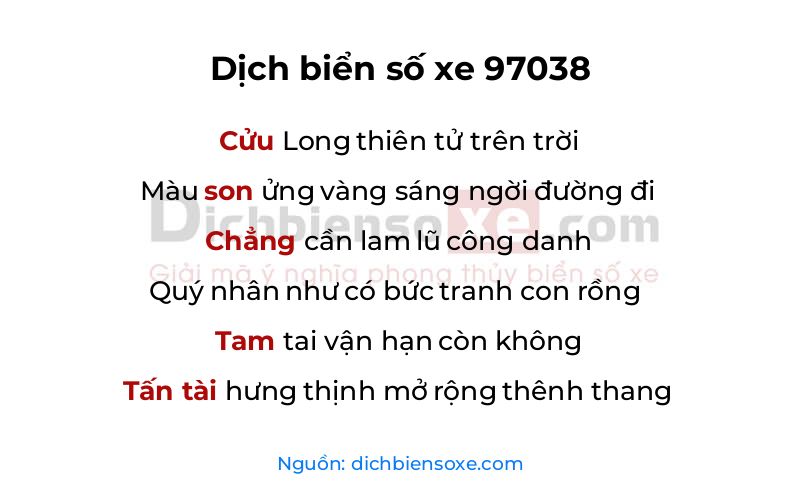 Dịch thơ biển số 97038