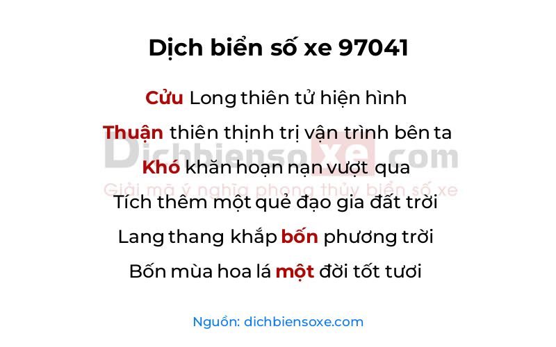 Dịch thơ biển số 97041