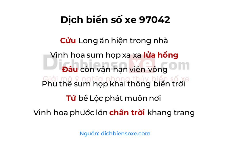 Dịch thơ biển số 97042
