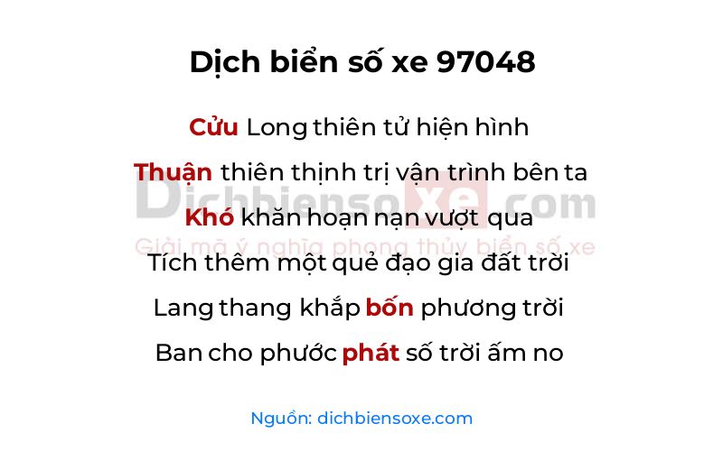 Dịch thơ biển số 97048