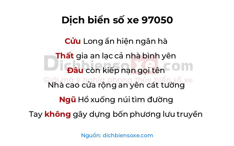 Dịch thơ biển số 97050